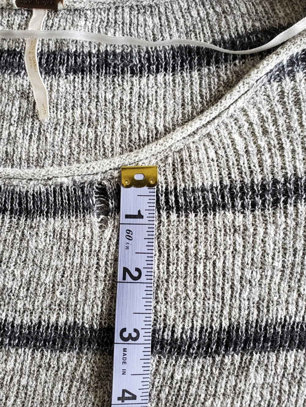 Free People Gray Striped Knit Sweater Large